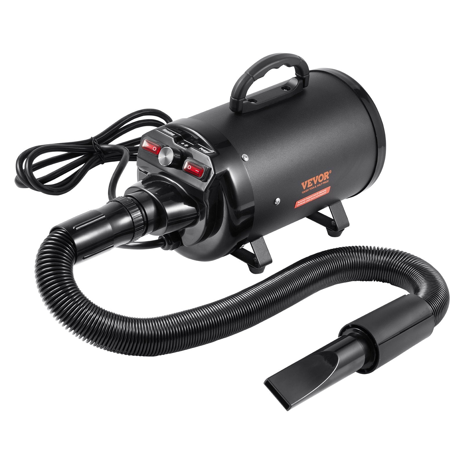 Dog Dryer, 2800W/4.3HP Dog Blow Dryer, Pet Grooming Dryer With Adjustable Speed And Temperature Control, Pet Hair Dryer With 4 Nozzles And Extendable Hose, Black